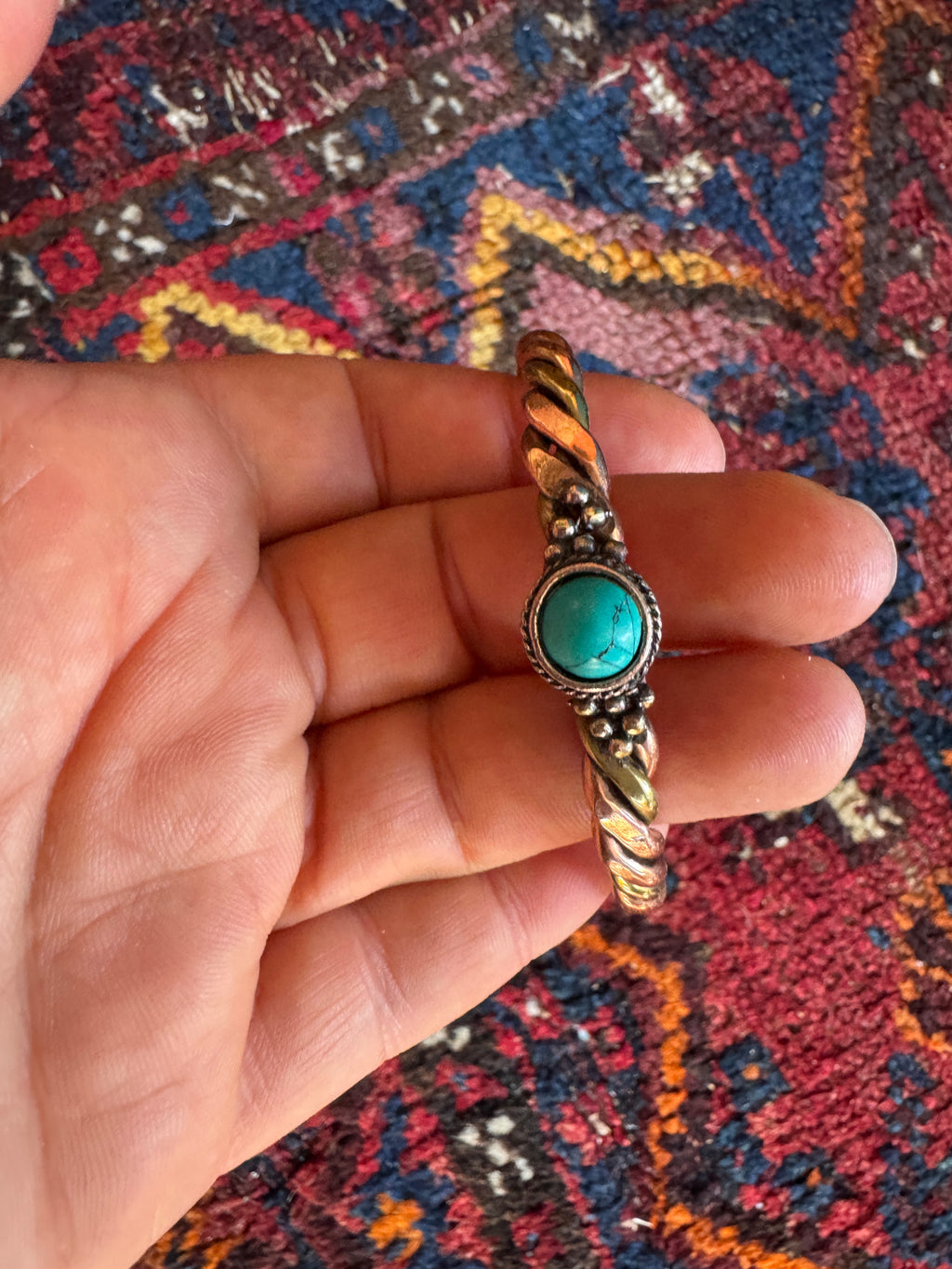 ✨ Gevlochten koper armband turquoise