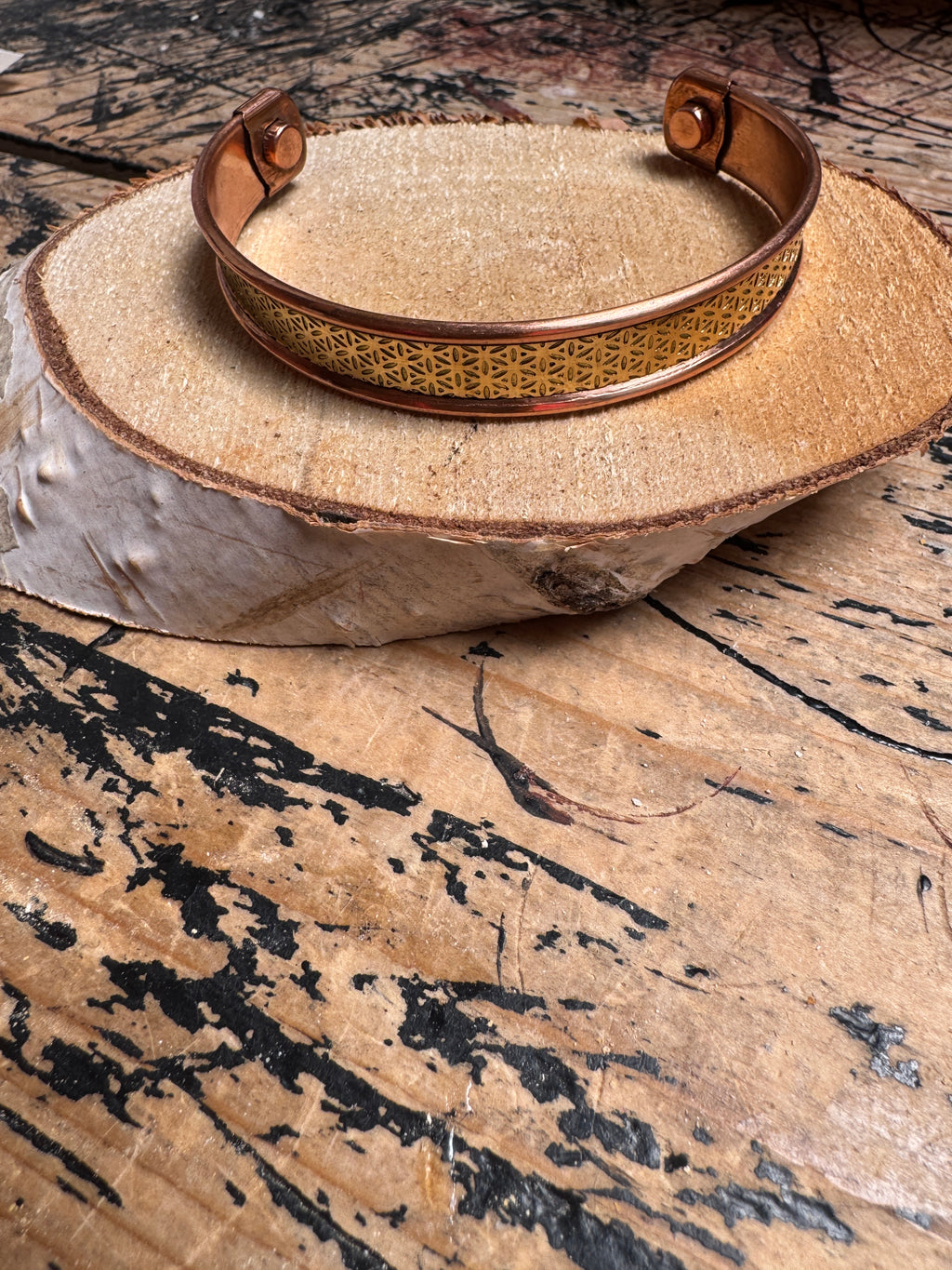 🔶 Koperarmband Bloem des Levens (magnetisch) 🌸