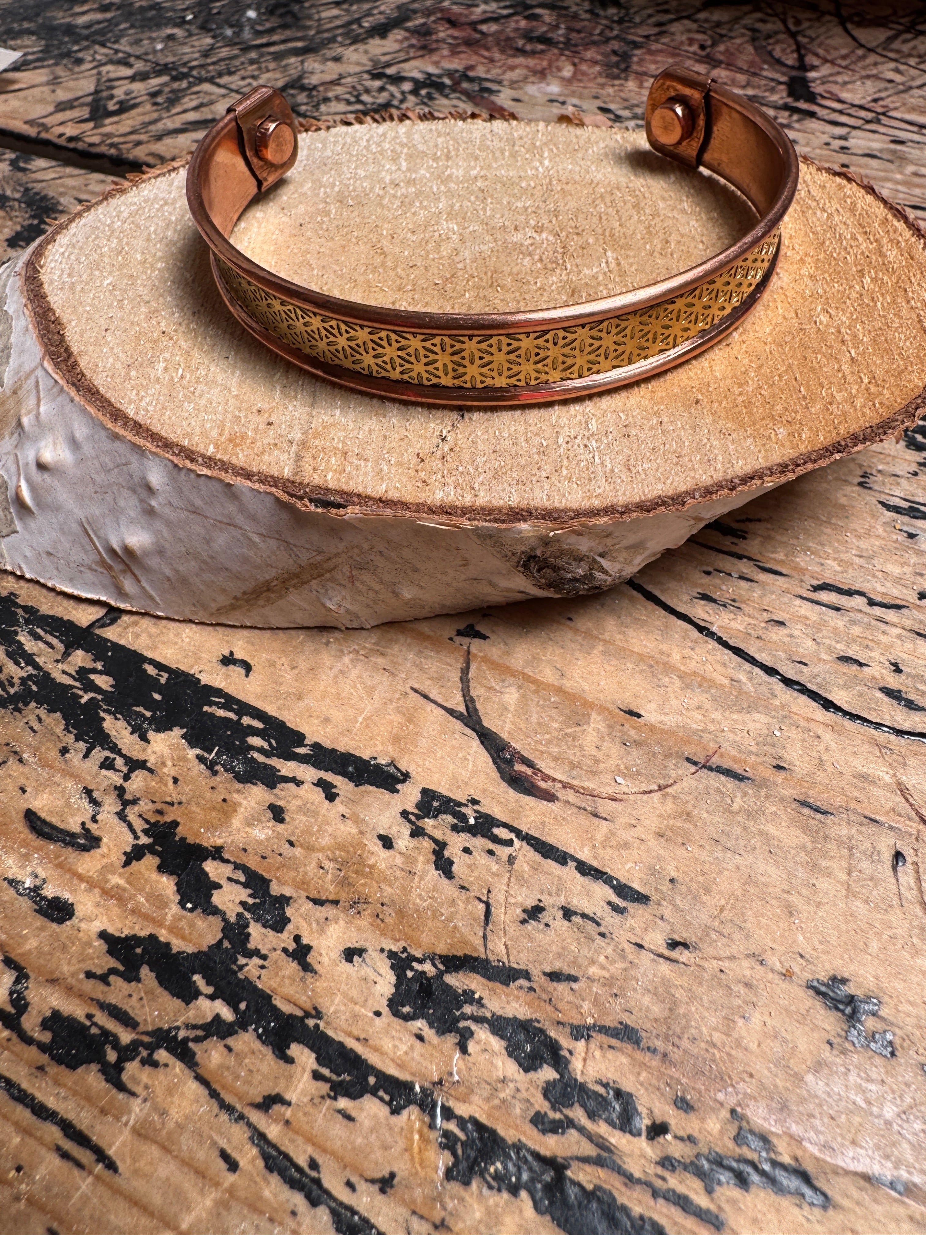 🔶 Koperarmband Bloem des Levens (magnetisch) 🌸