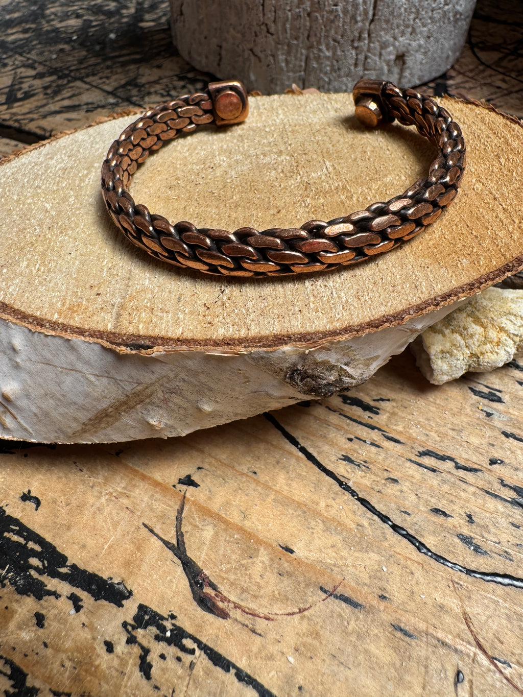 🔶 Gevlochten koper armband