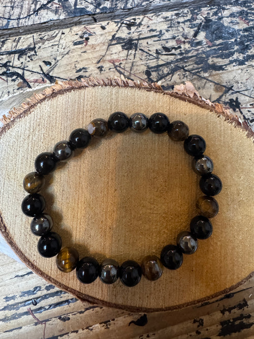 Hematiet, Obsidiaan & Tijgeroog armband 🐯