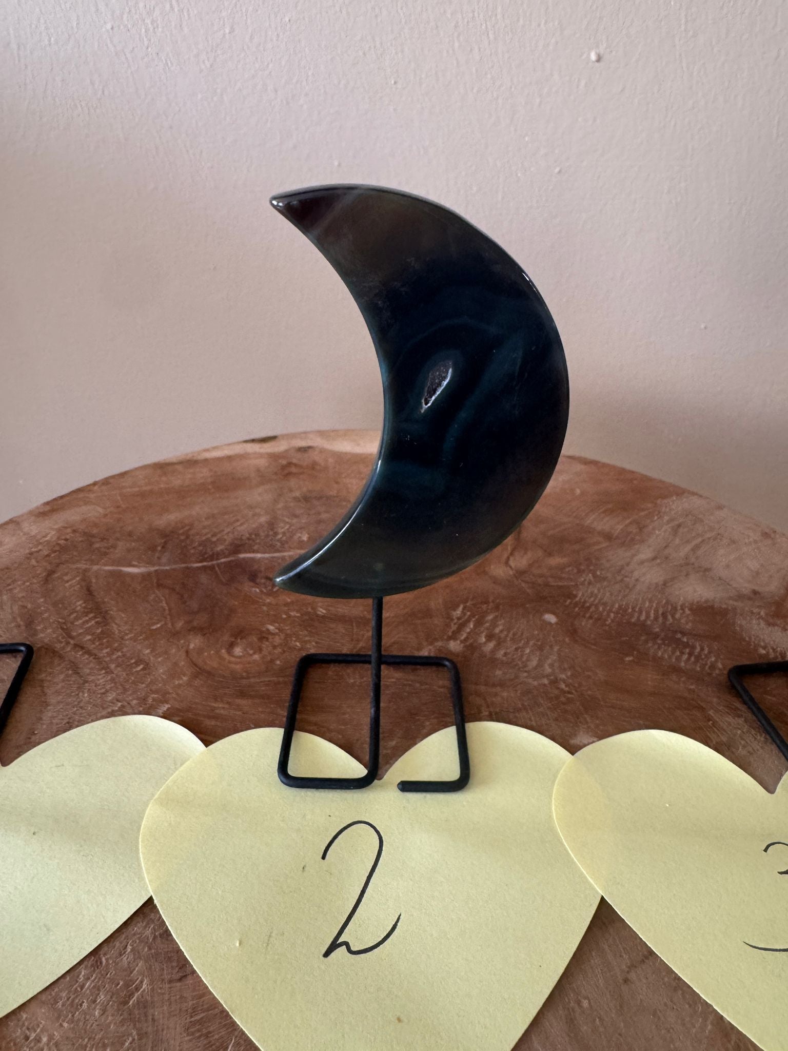 🌙 Agaatschijf maan op standaard 🌙